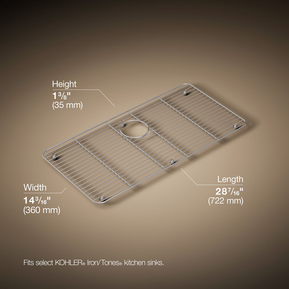 3/4 view of product with dimensions