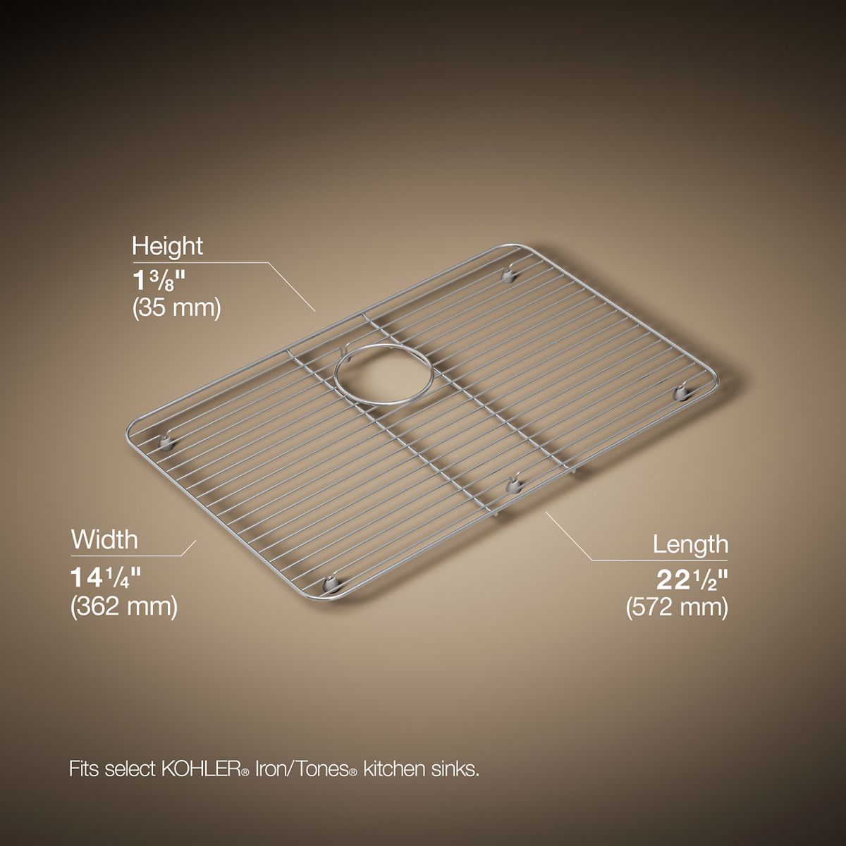 3/4 view of product with dimensions