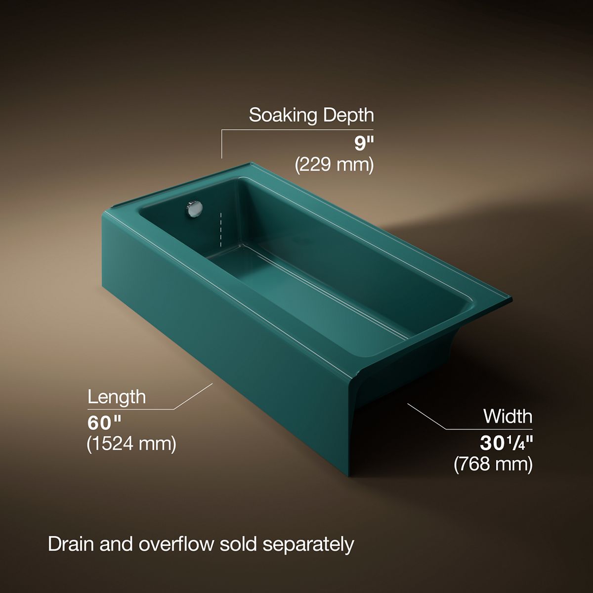 3/4 view of product with dimensions