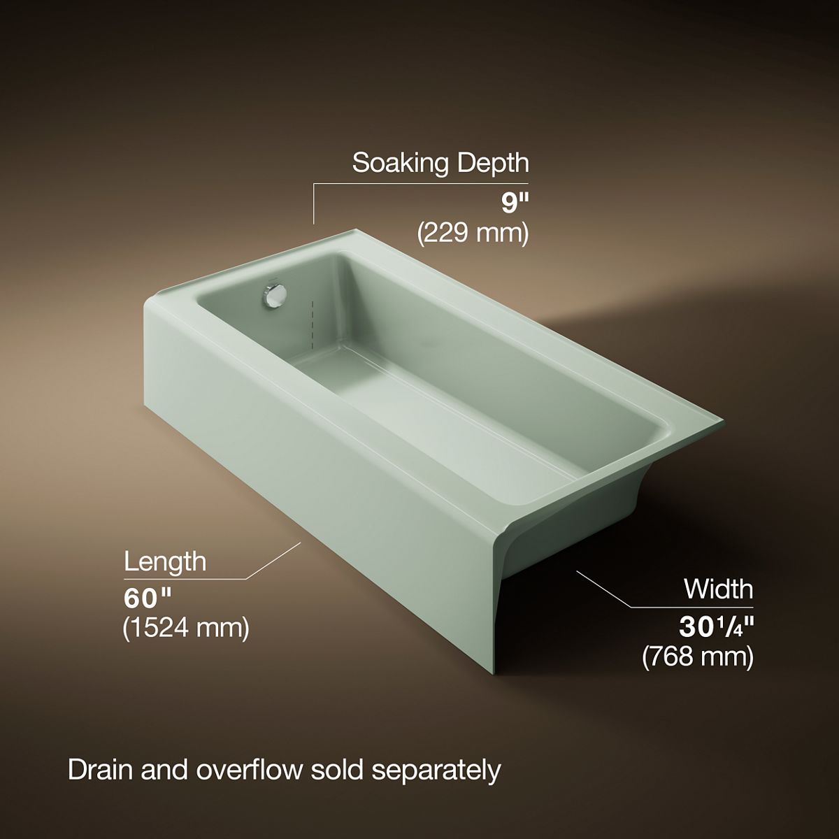 3/4 view of product with dimensions
