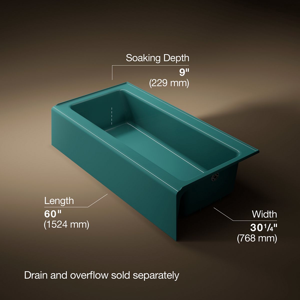 3/4 view of product with dimensions