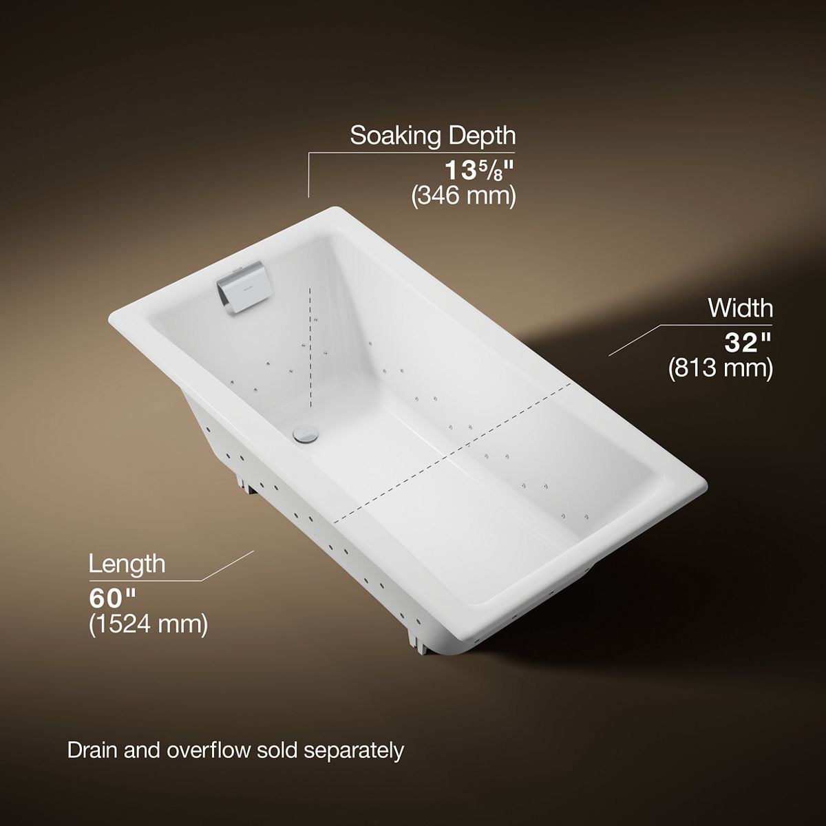 3/4 view of product with dimensions