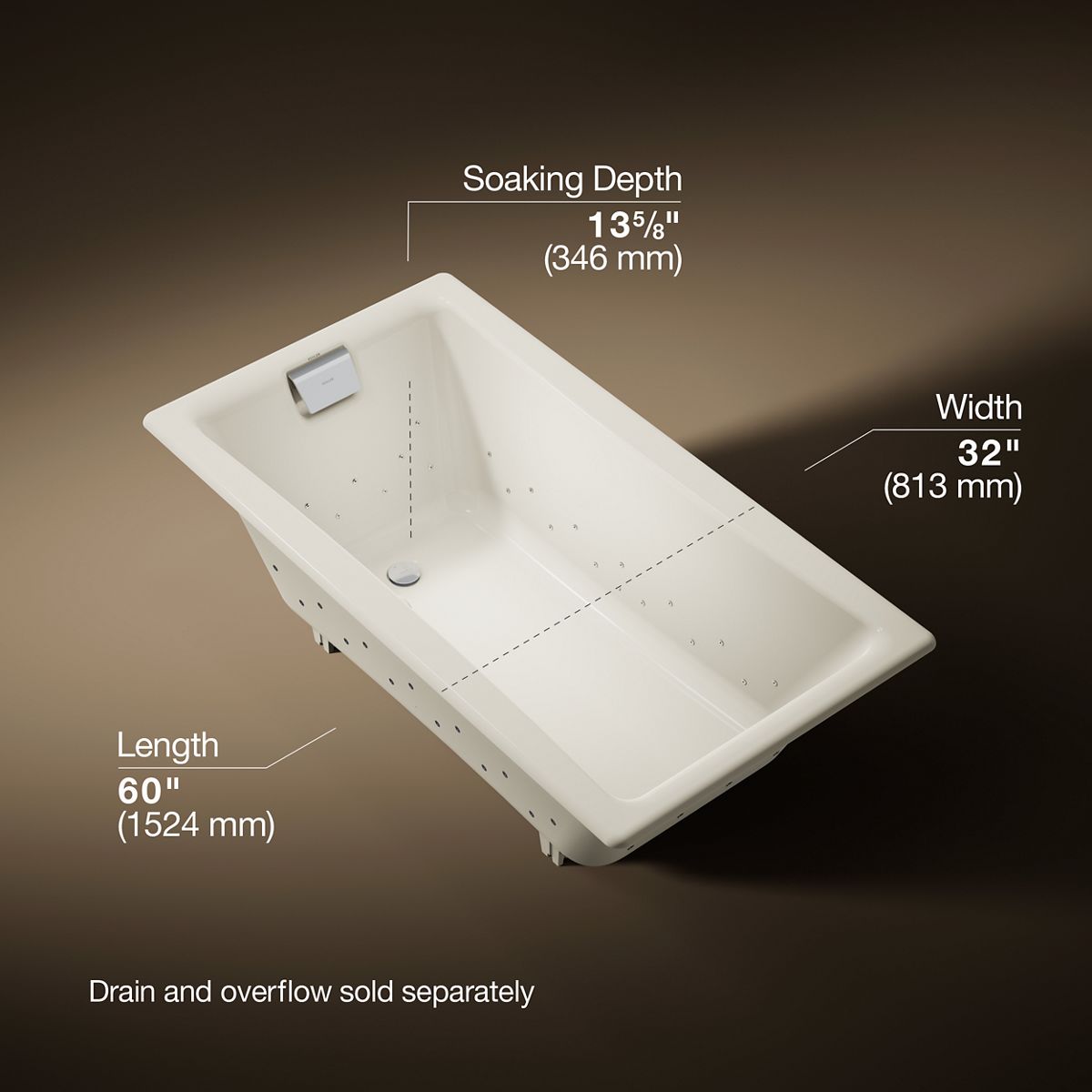 3/4 view of product with dimensions