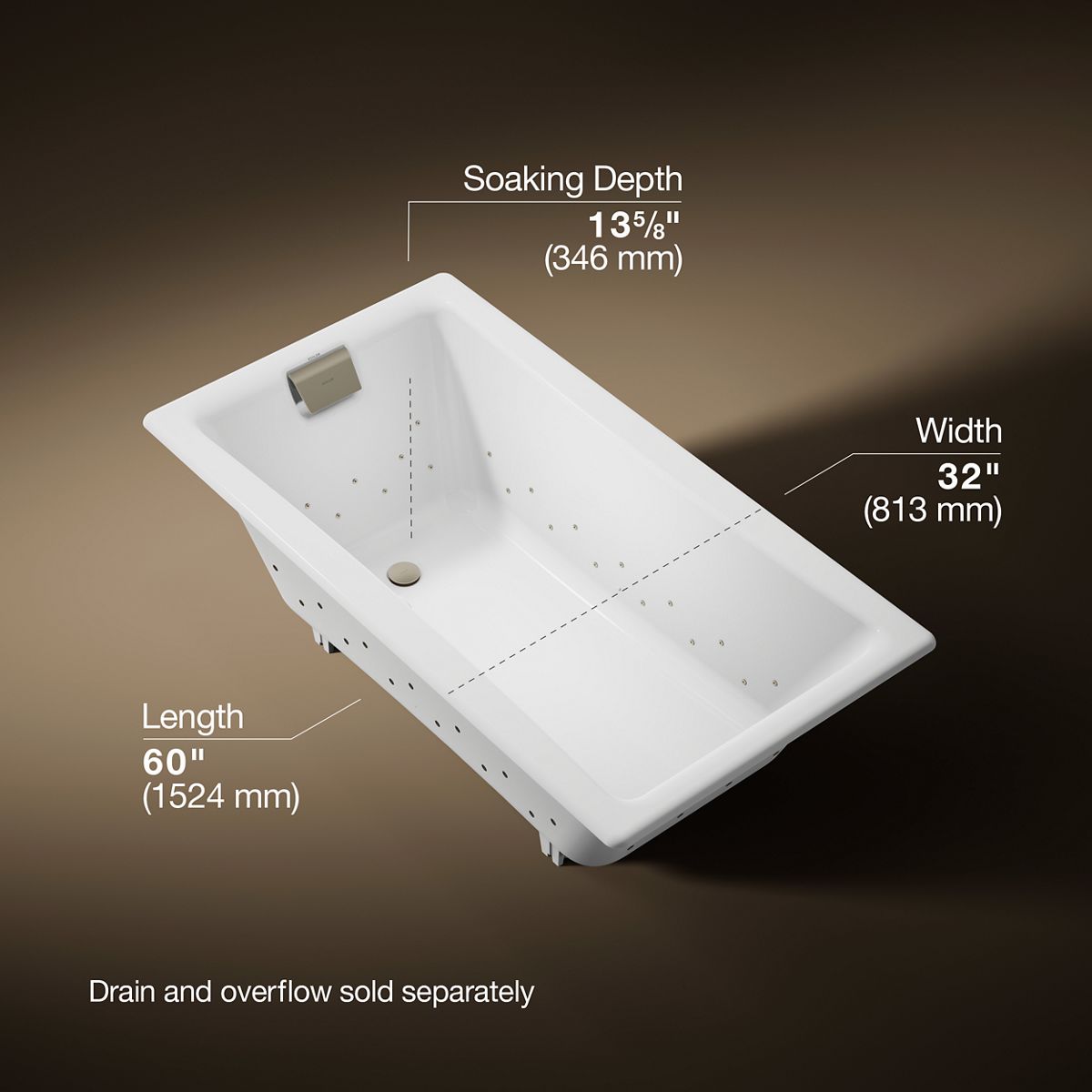 3/4 view of product with dimensions