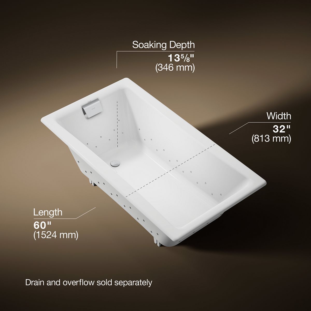 3/4 view of product with dimensions