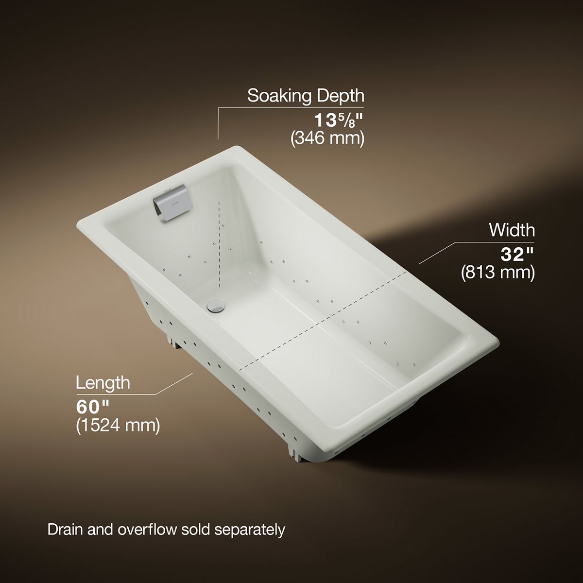 3/4 view of product with dimensions