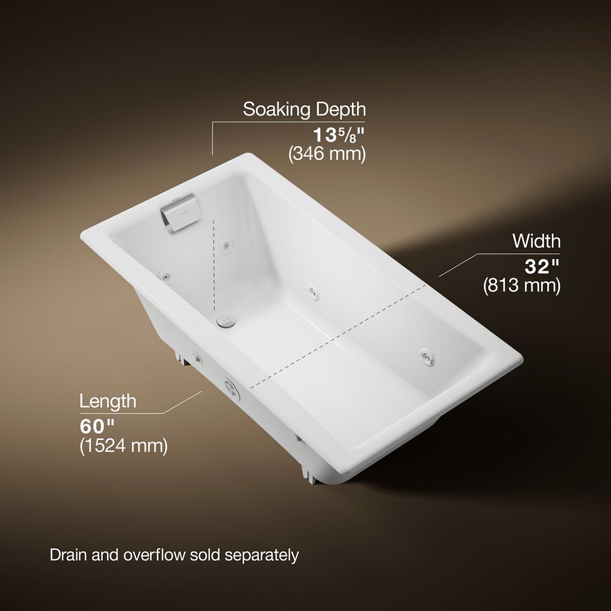3/4 view of product with dimensions