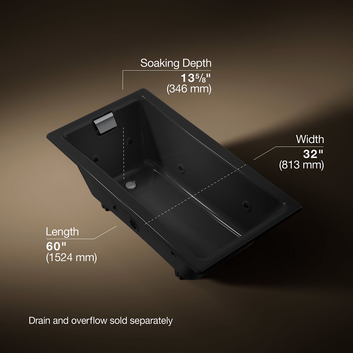 3/4 view of product with dimensions
