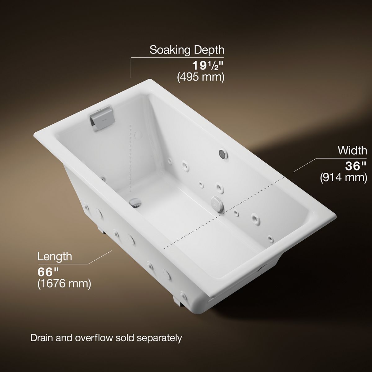 3/4 view of product with dimensions