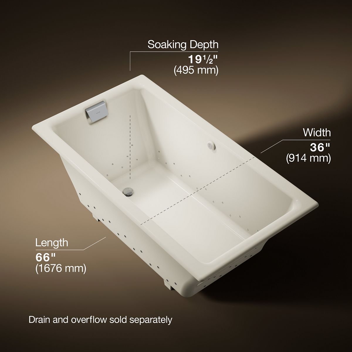 3/4 view of product with dimensions