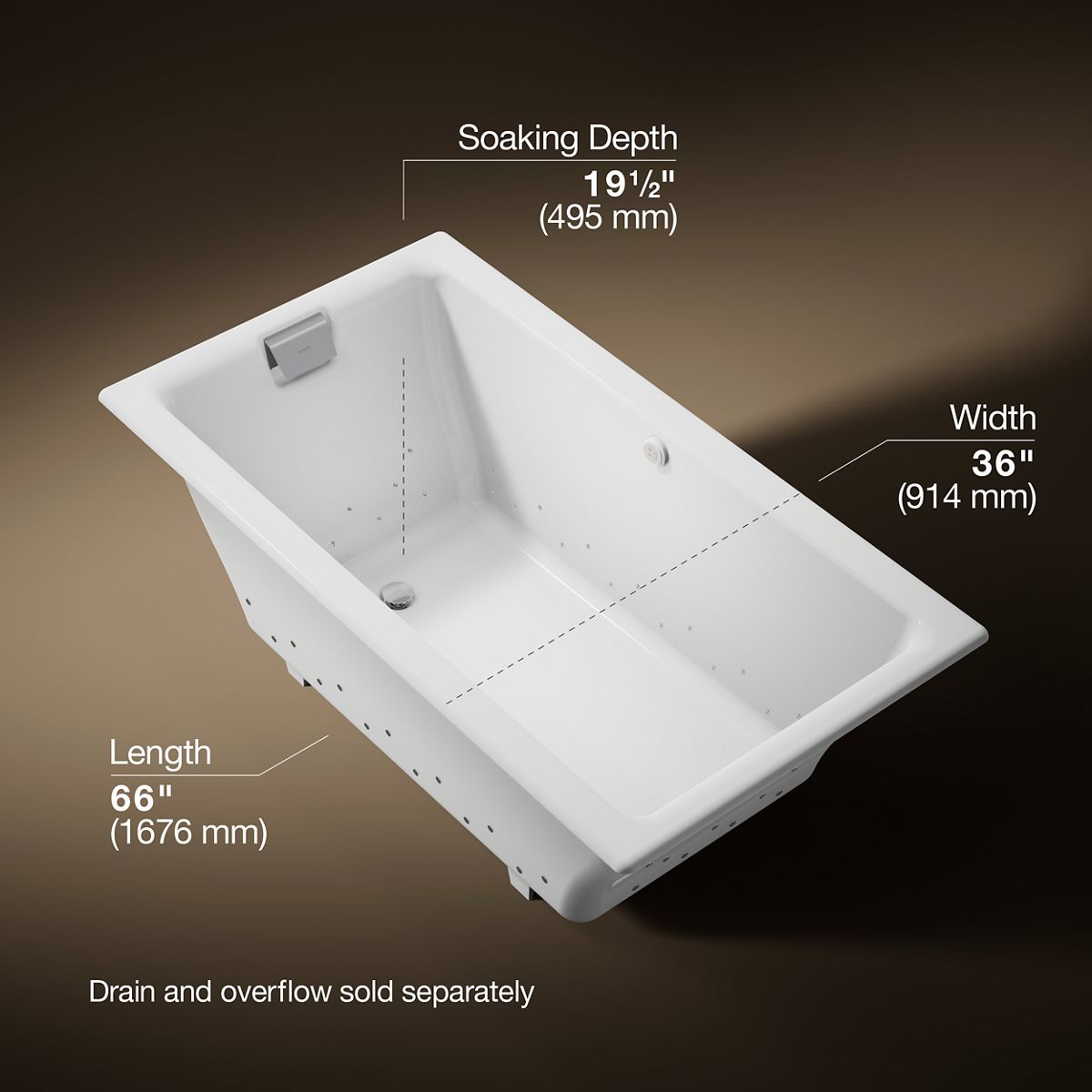 3/4 view of product with dimensions