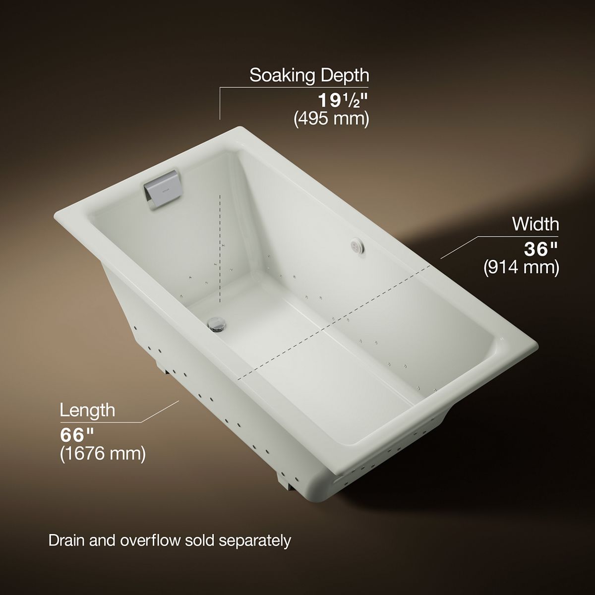 3/4 view of product with dimensions