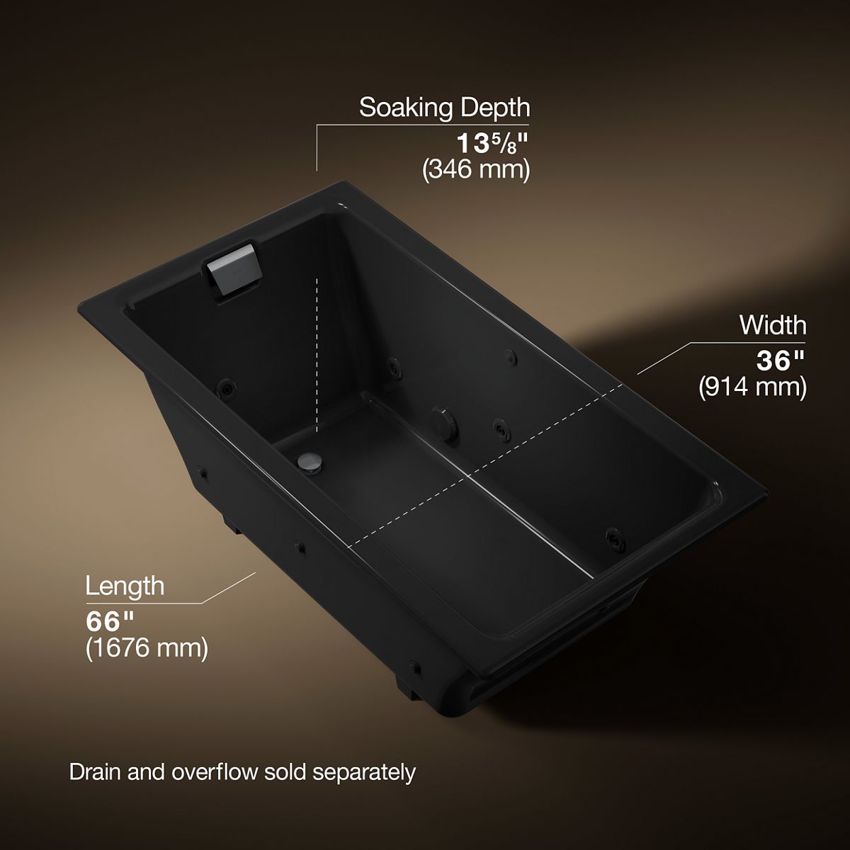 3/4 view of product with dimensions