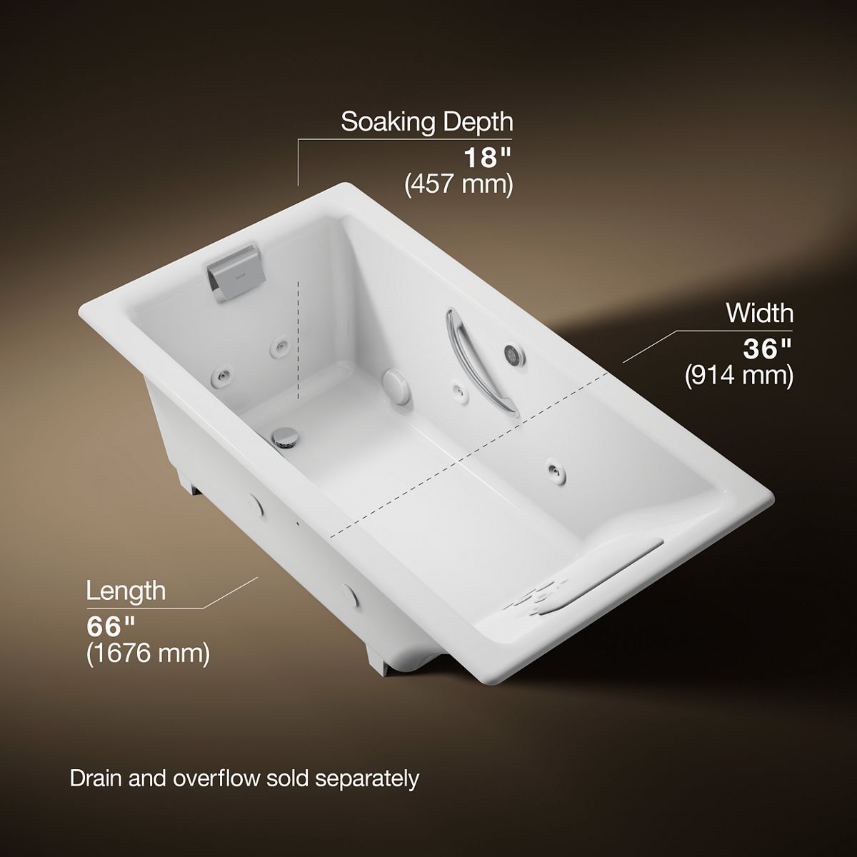 3/4 view of product with dimensions