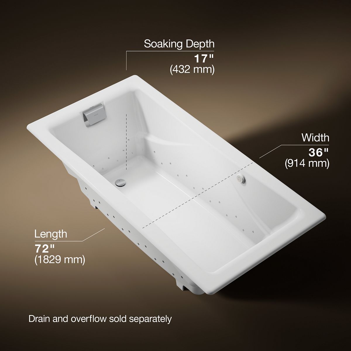 3/4 view of product with dimensions