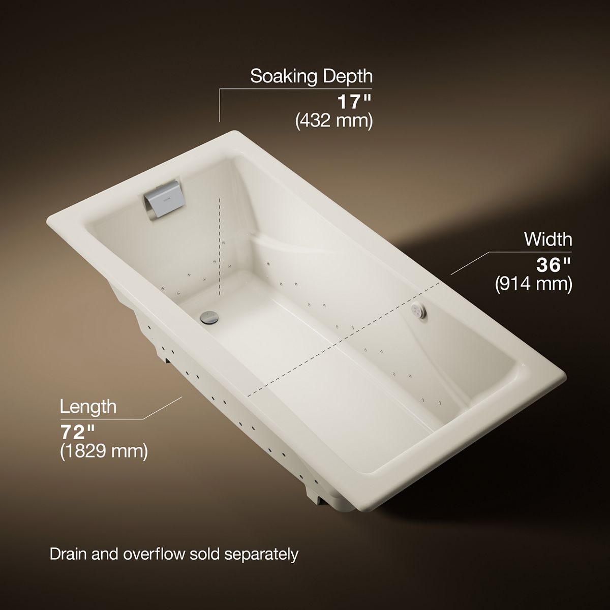 3/4 view of product with dimensions