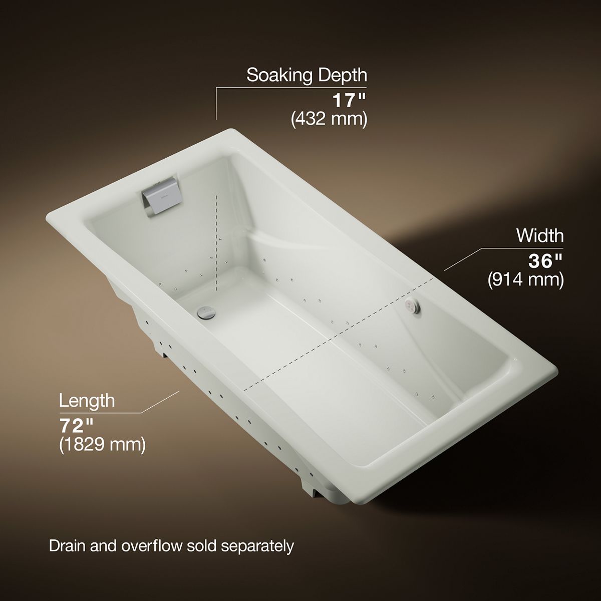 3/4 view of product with dimensions