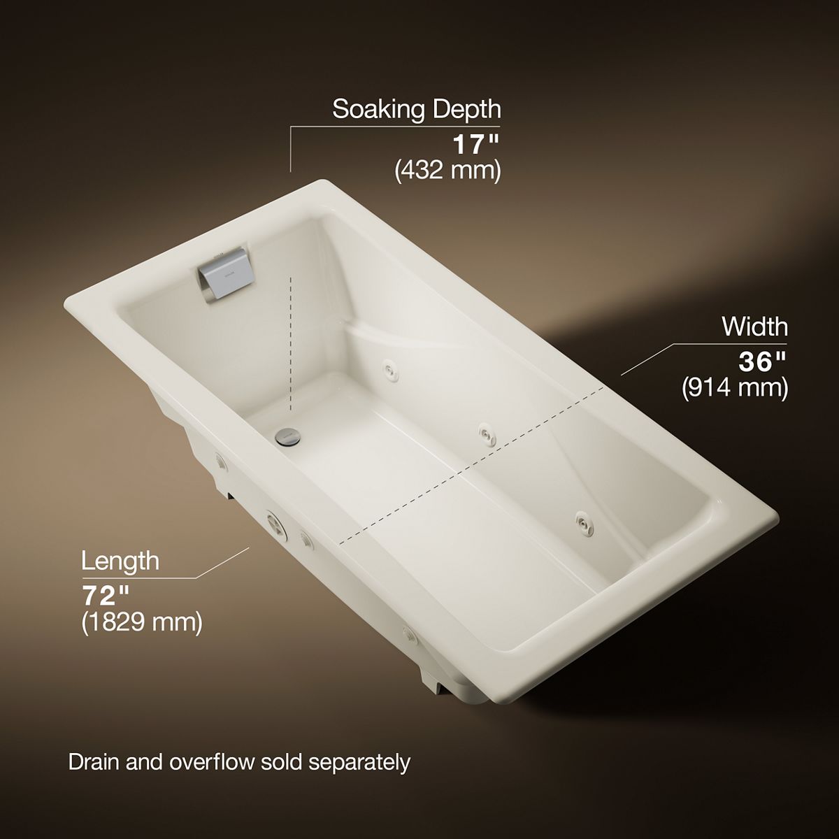 3/4 view of product with dimensions