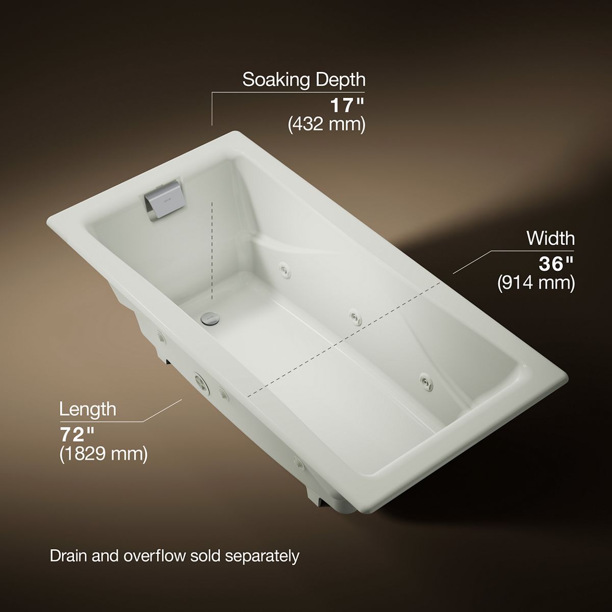 3/4 view of product with dimensions