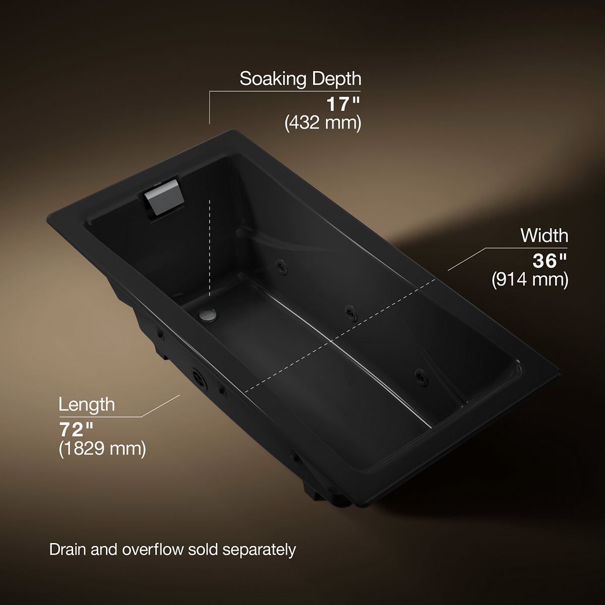 3/4 view of product with dimensions