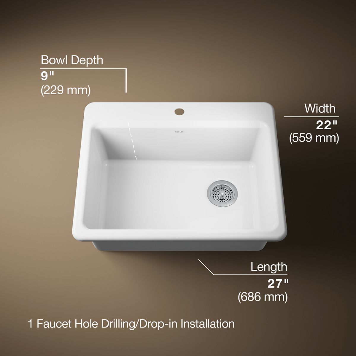 3/4 view of product with dimensions