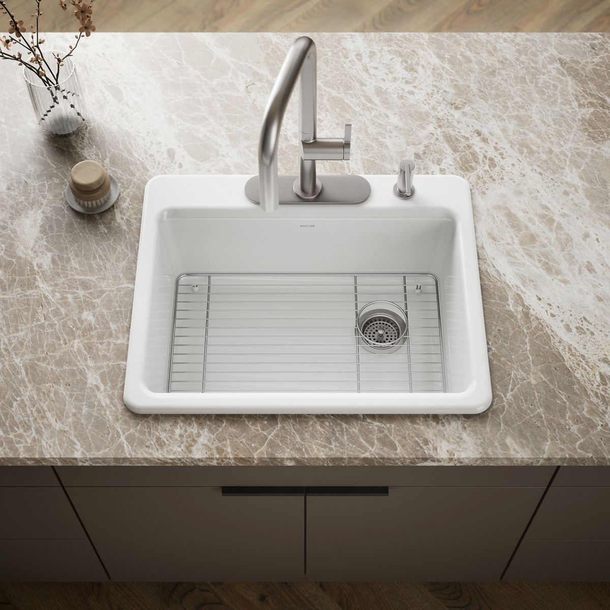 KOHLER | K-8668-4A1 | Riverby Top-Mount Single-Bowl Sink, 4 Holes