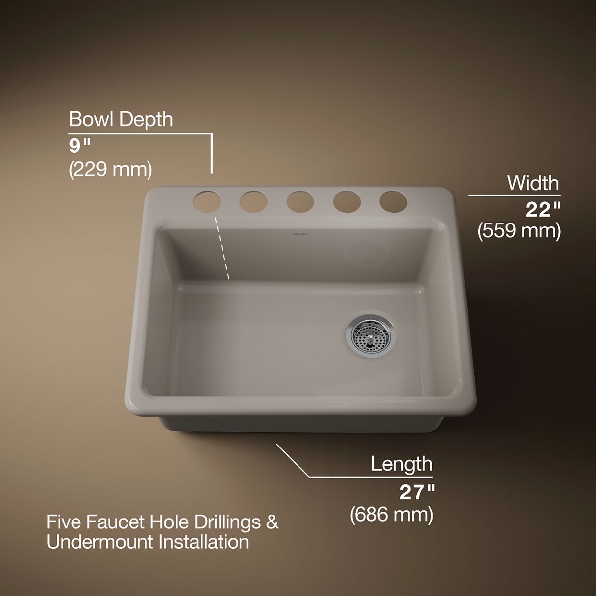3/4 view of product with dimensions