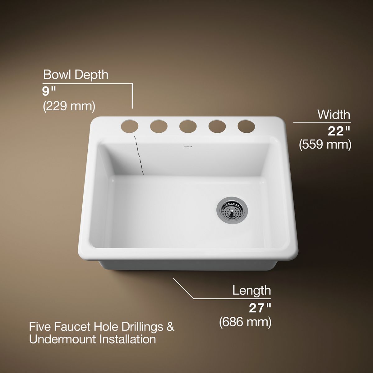 3/4 view of product with dimensions