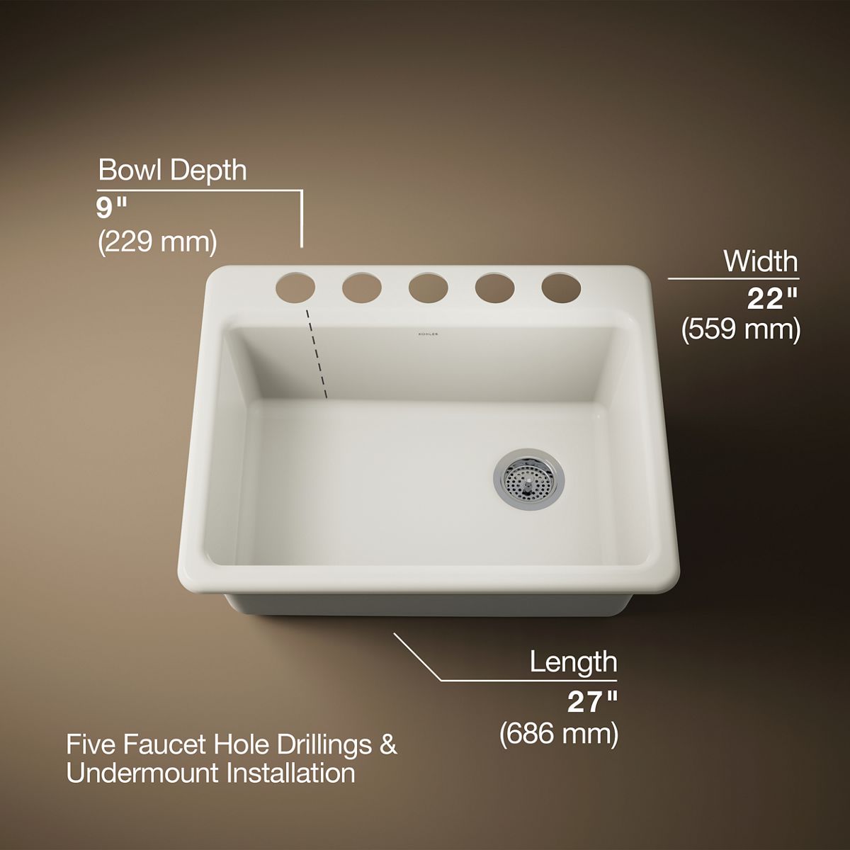 3/4 view of product with dimensions