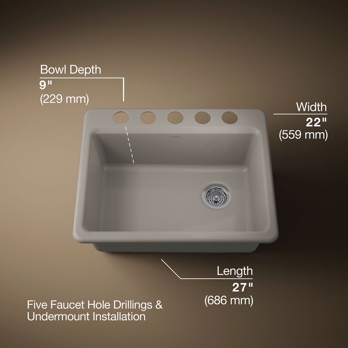 3/4 view of product with dimensions