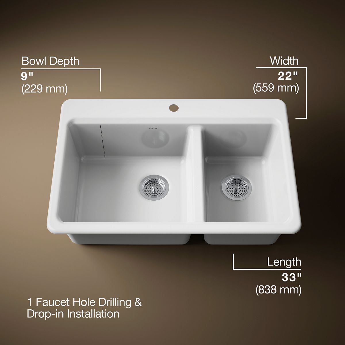3/4 view of product with dimensions