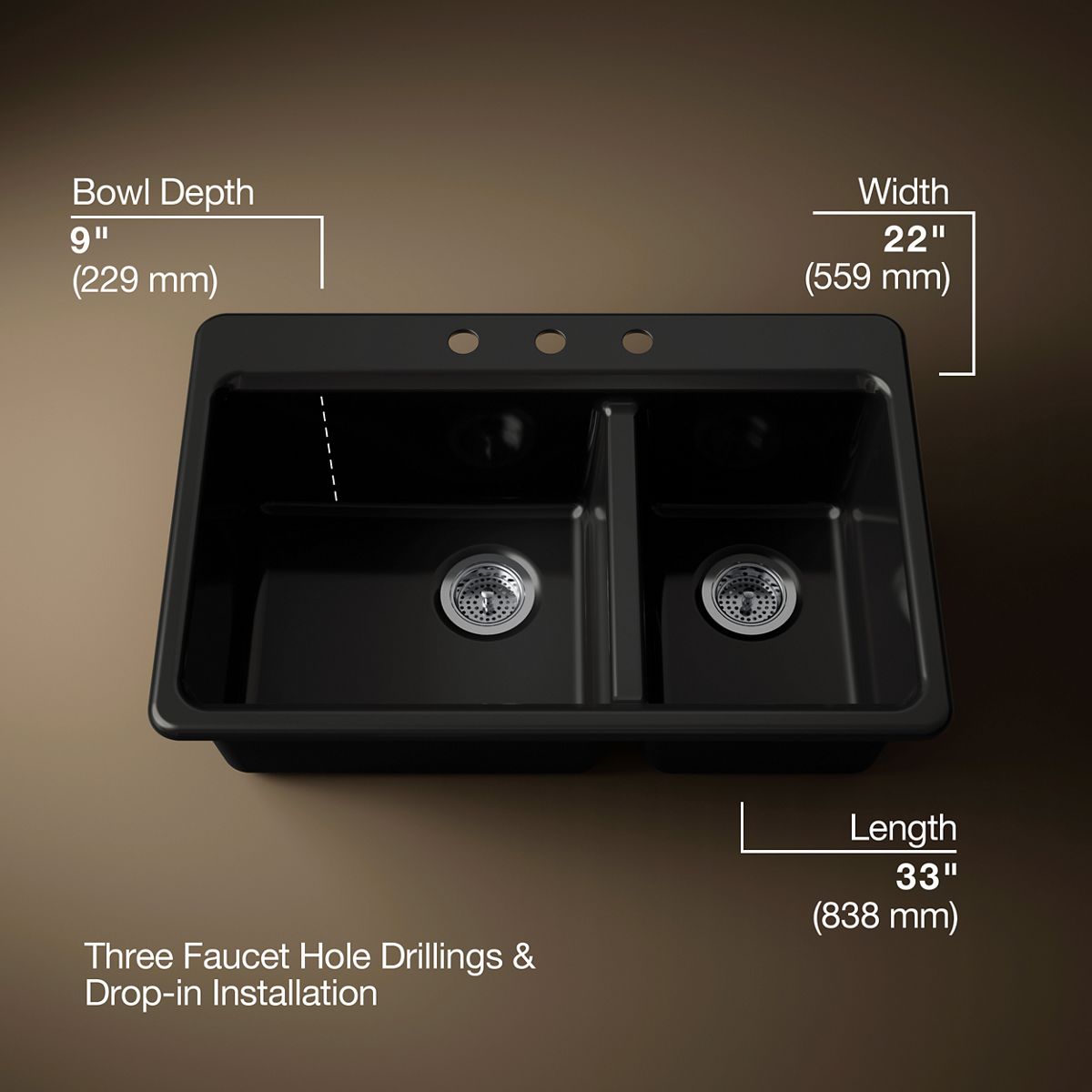 3/4 view of product with dimensions