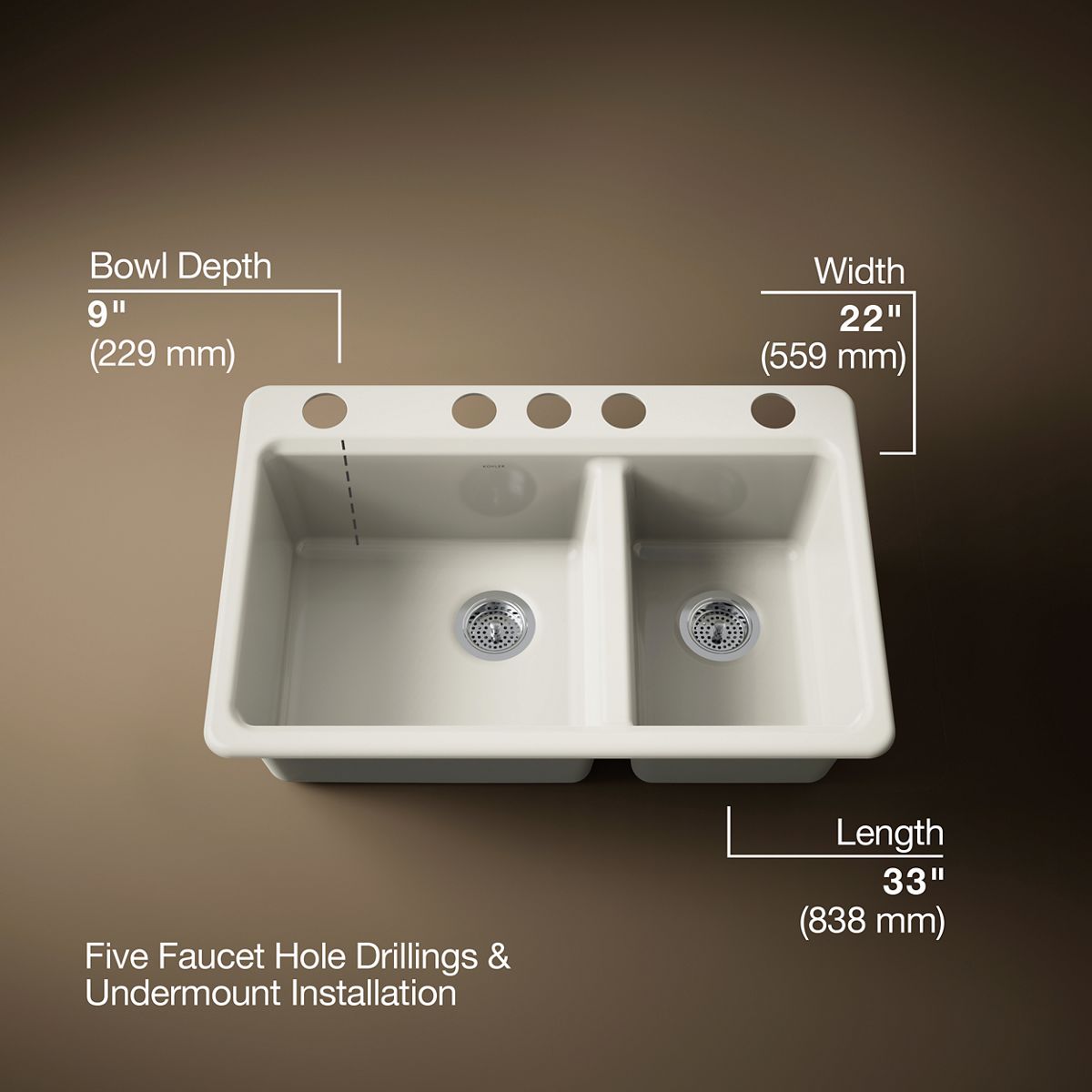 3/4 view of product with dimensions