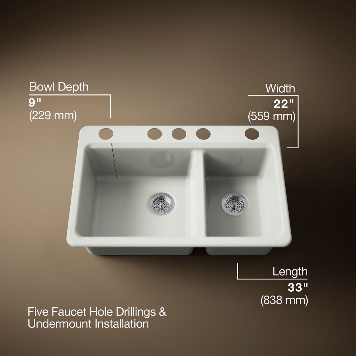 3/4 view of product with dimensions