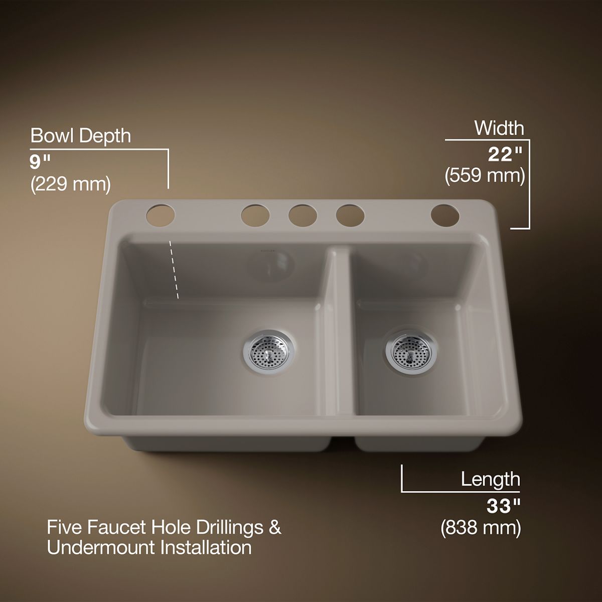 3/4 view of product with dimensions