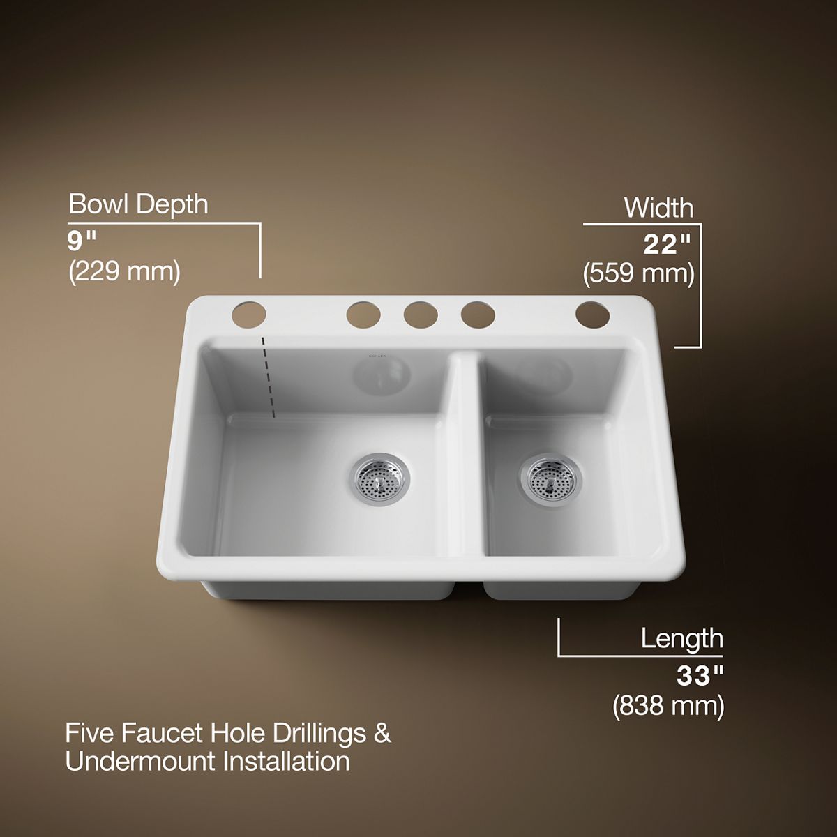3/4 view of product with dimensions