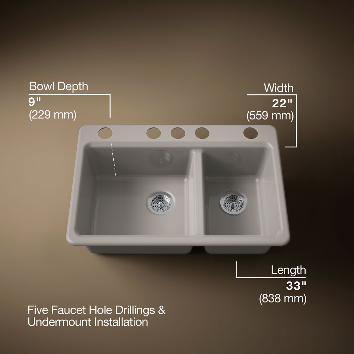 3/4 view of product with dimensions