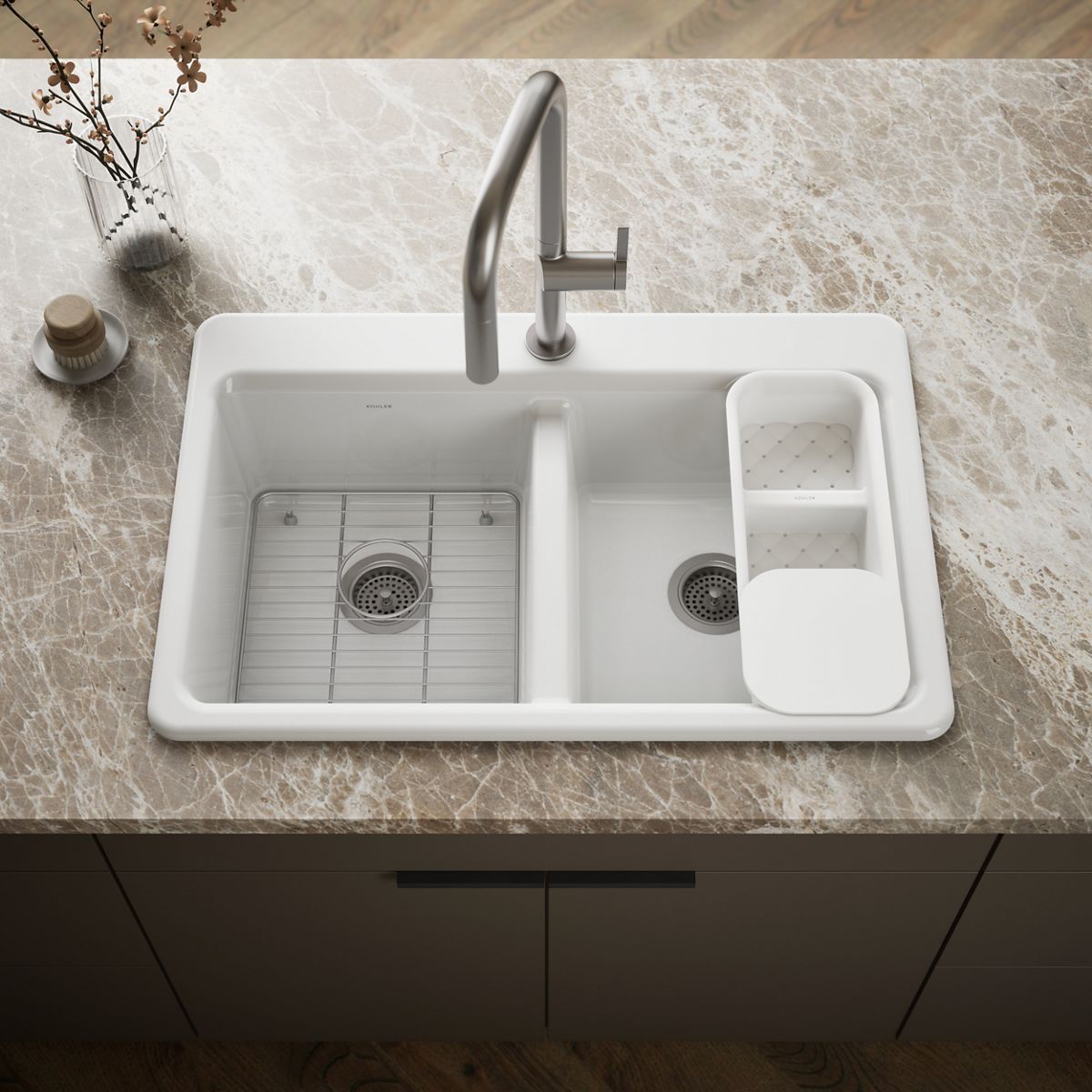 Riverby Top-Mount Double-Equal Workstation Kitchen Sink, Single