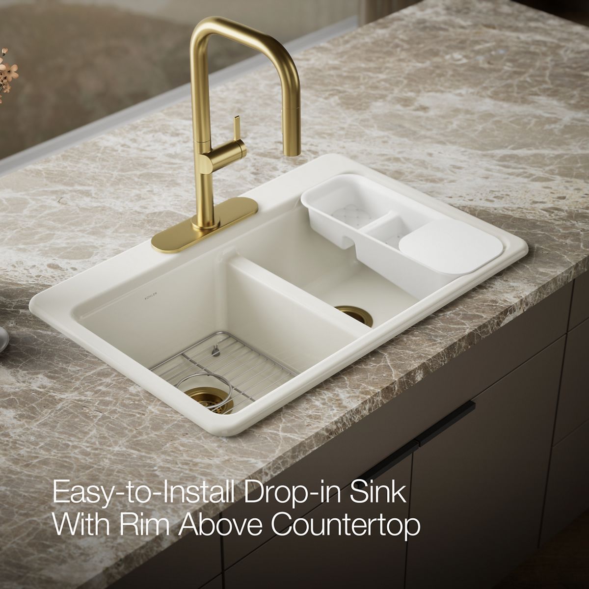 Riverby Top-Mount Double-Equal Workstation Kitchen Sink, 3 Holes
