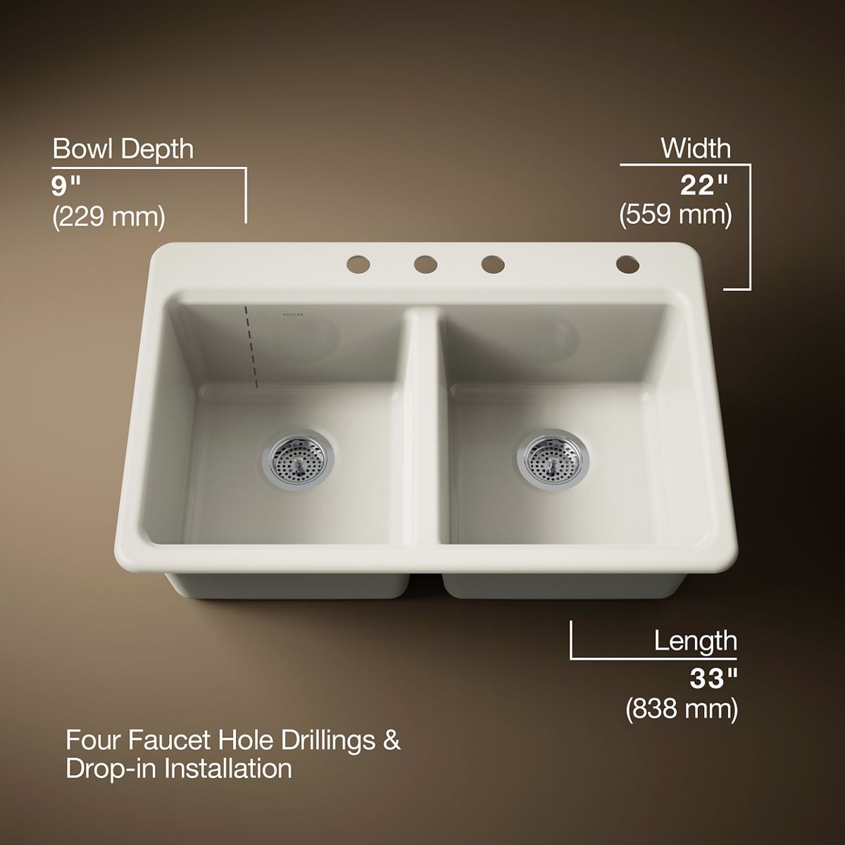 3/4 view of product with dimensions