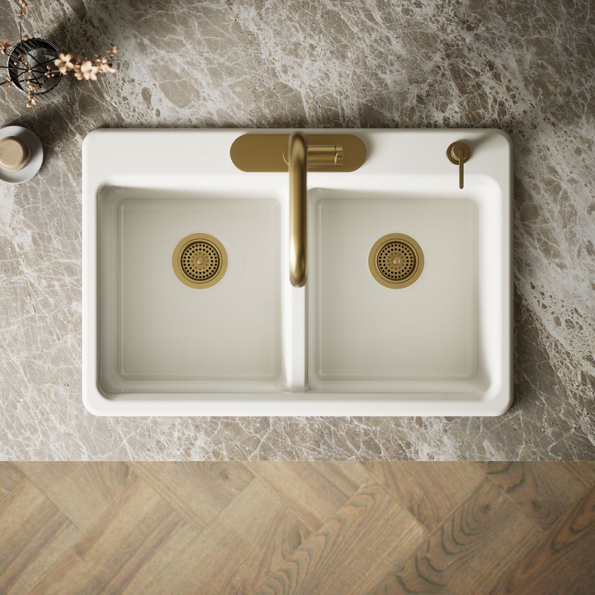 Riverby Top-Mount Double-Equal Workstation Kitchen Sink, 4 Holes