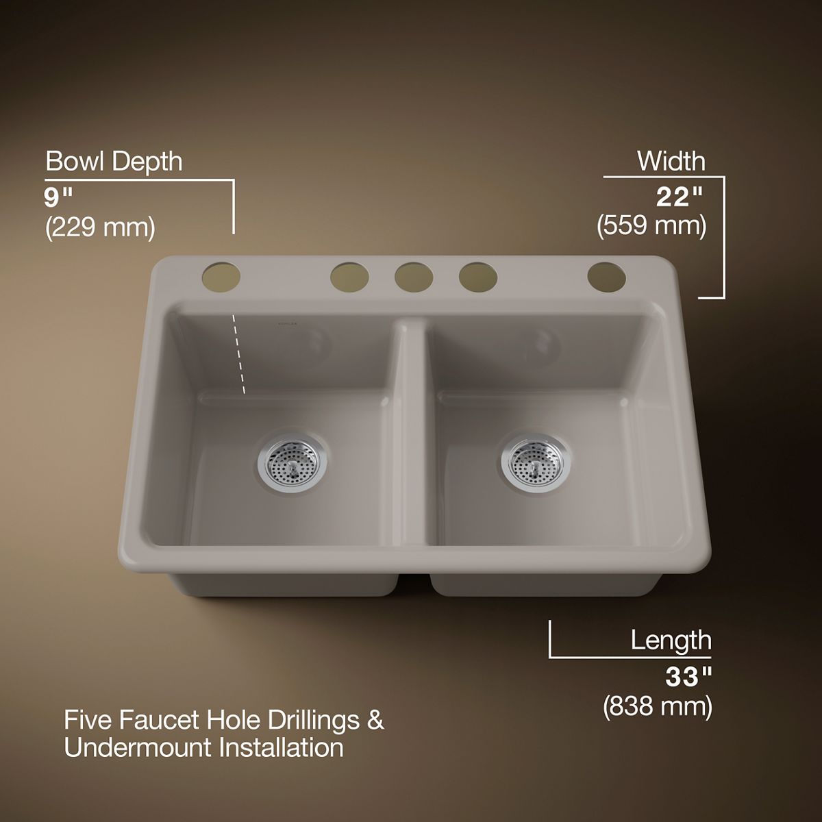 3/4 view of product with dimensions
