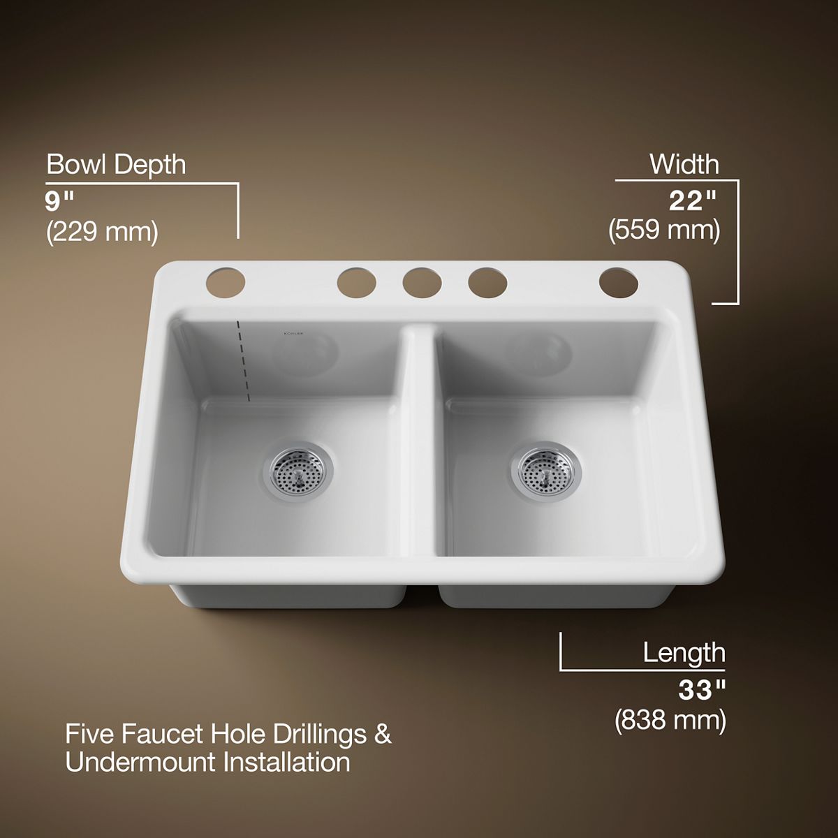 3/4 view of product with dimensions