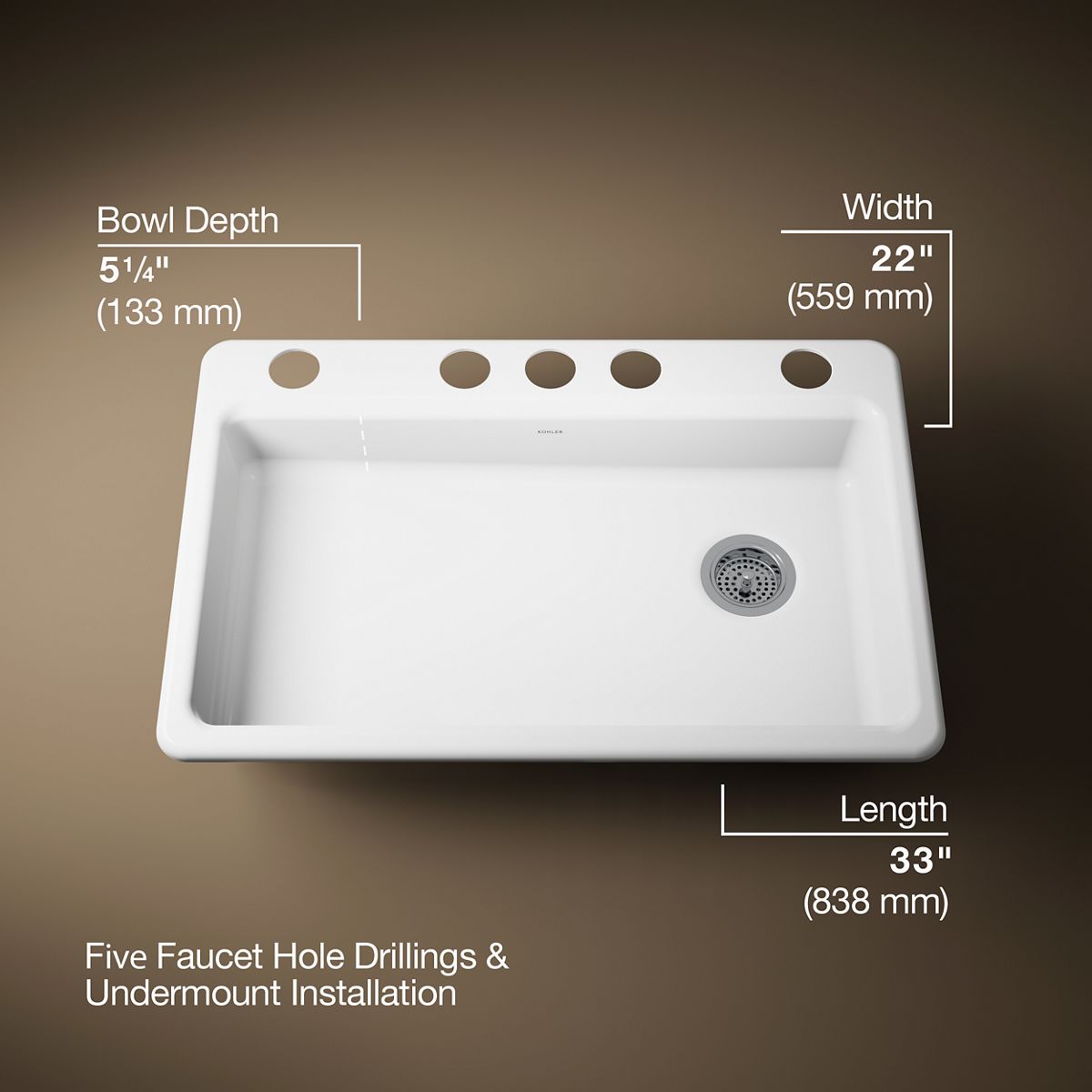 3/4 view of product with dimensions