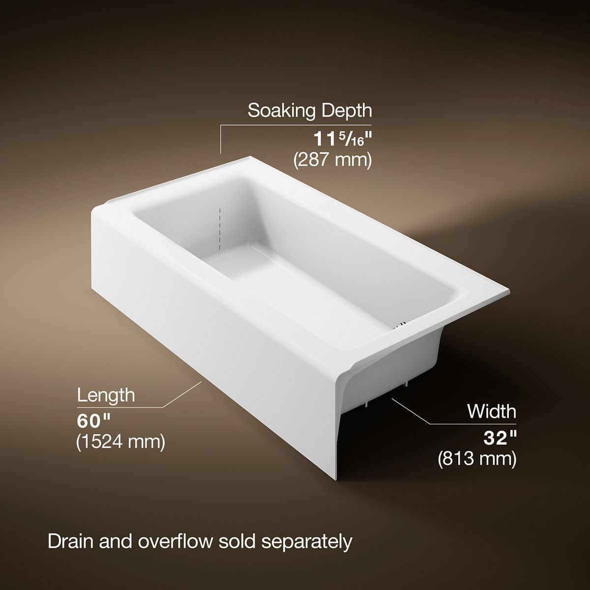 3/4 view of product with dimensions