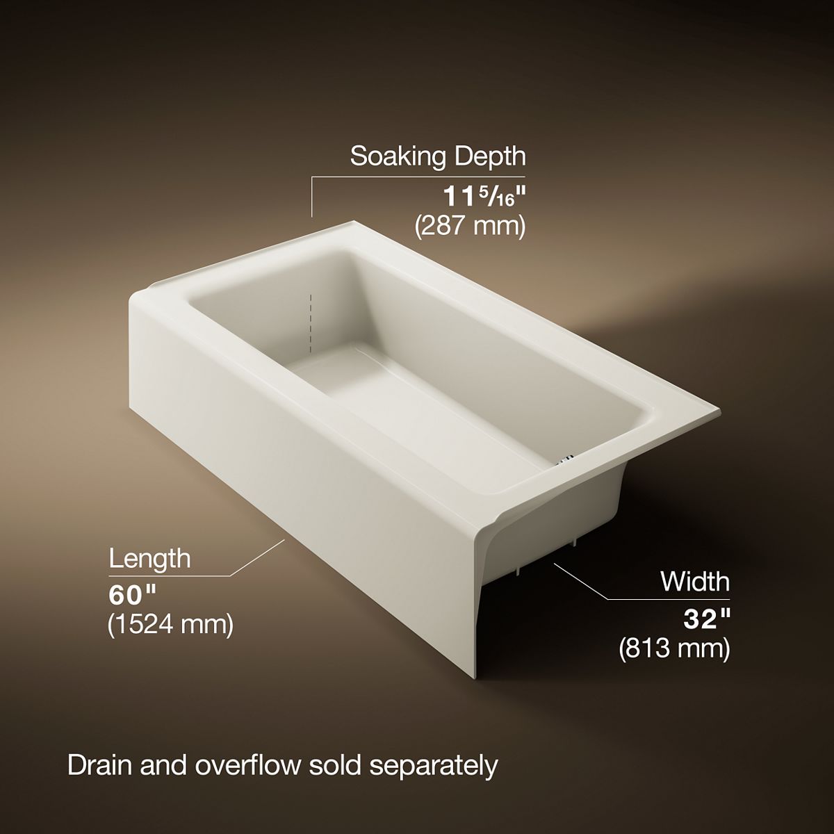 3/4 view of product with dimensions