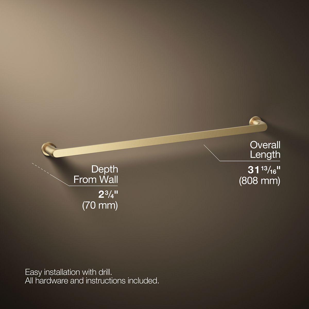 3/4 view of product with dimensions