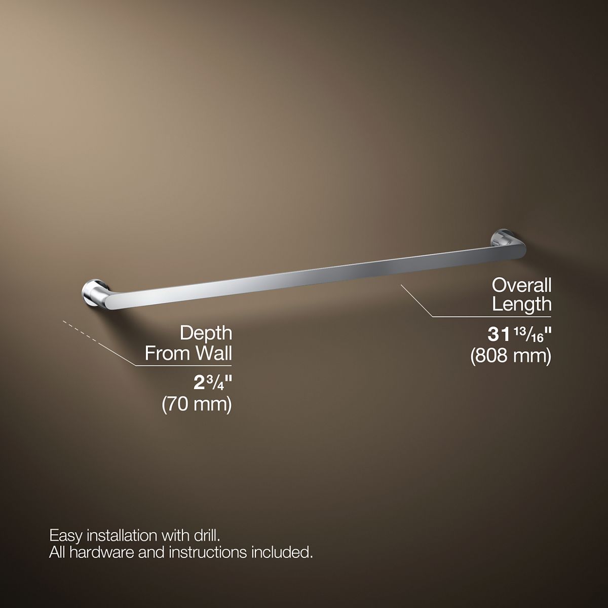 3/4 view of product with dimensions