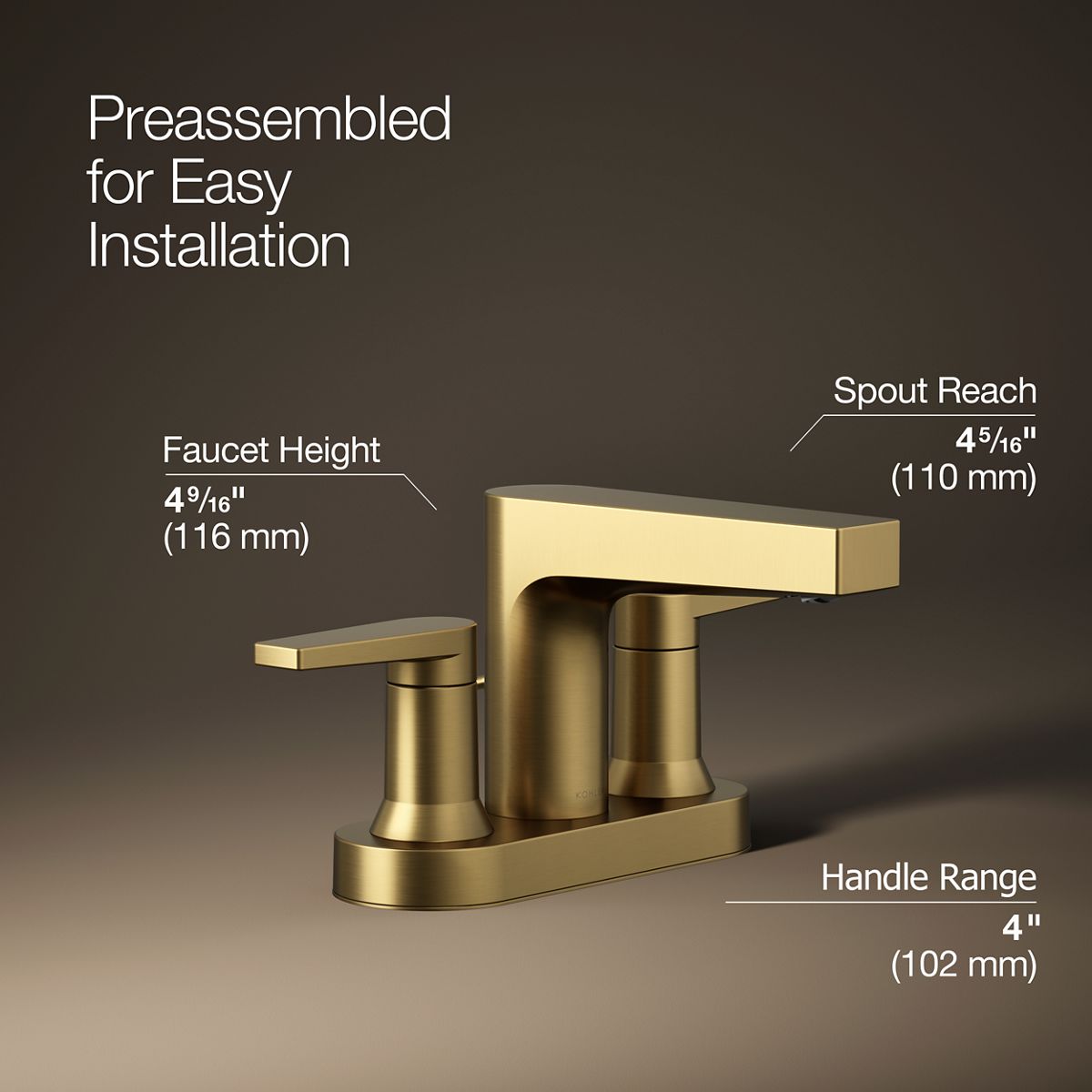 3/4 view of product with dimensions