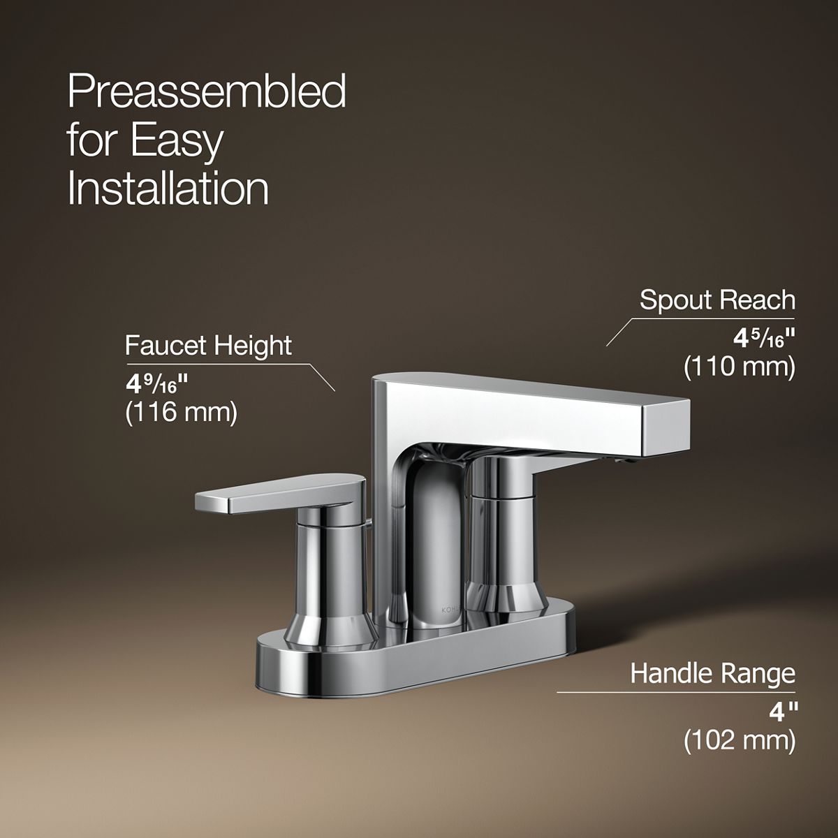 3/4 view of product with dimensions